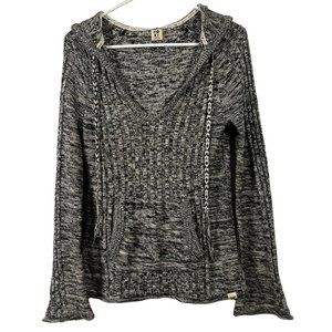 Roxy women's black and white marbled long sleeve hooded sweater size Small